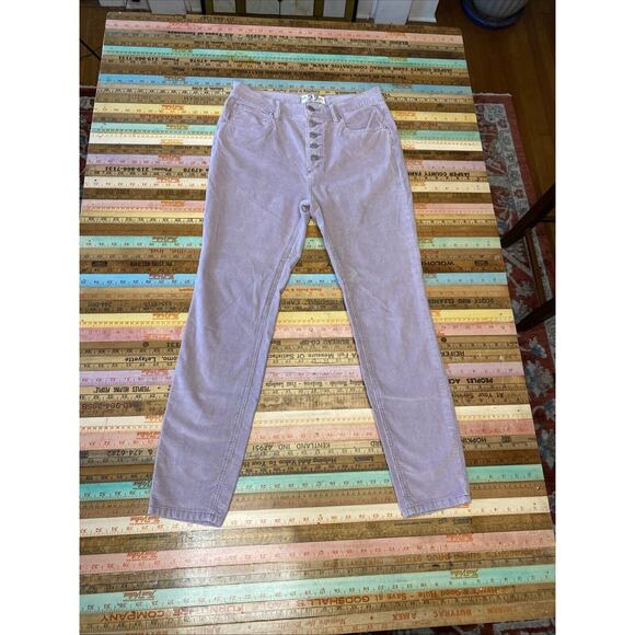 We The FREE People Pants 27 Lilac Corduroy Stretchy Skinny Pants Button Fly - Picture 1 of 15